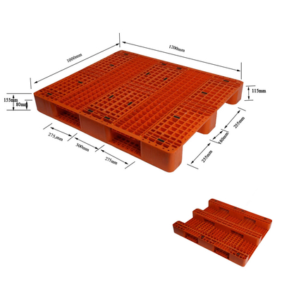 1000*1200mm κόκκινη πλαστική παλέτα πατωμάτων παλετών Nestable πλαστική