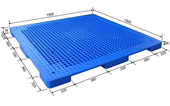 1500*1500 η ευρο- HDPE 9 τροφών πλαστική παλέτα προσαρμόζει το μέγεθος λεπτά για το πάτωμα αιγών